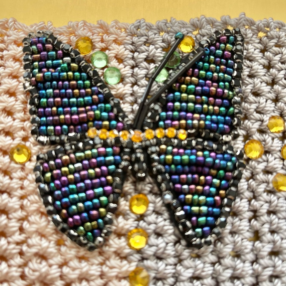 Hand Knits 2 Love Bracelet Beaded Butterfly Glass Beads Designer Original Chic